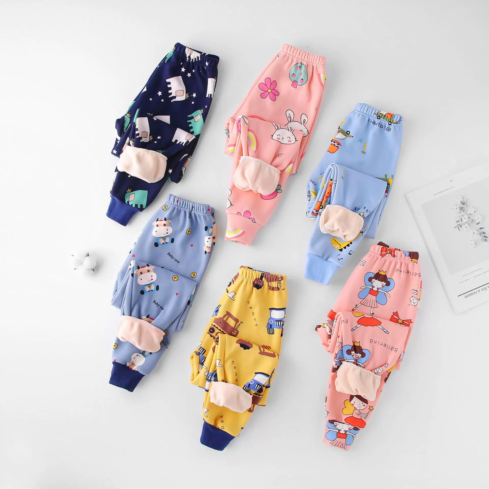 小童新款加厚秋裤内穿打底裤宝宝可爱睡裤居家儿童秋冬加绒保暖裤