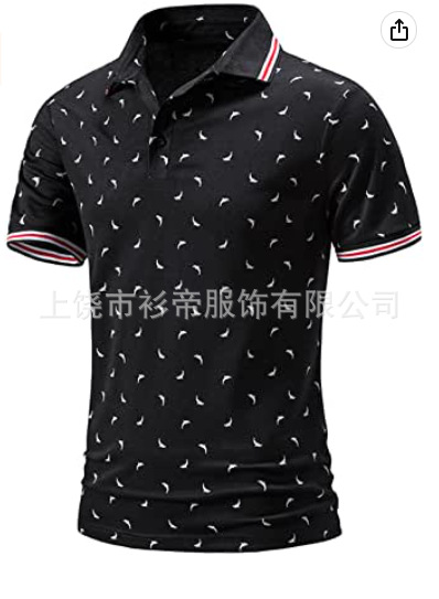 [Punto de aguja] 3D impreso camisa de polo nuevo casual de solapa de manga corta de los hombres camisa transfronteriza estación independiente