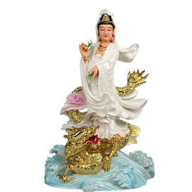 树脂踏龙观音佛像摆件 鳌鱼观世音菩萨图片 坐龙鱼观音神像
