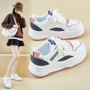 2025 Spring White Shoes New K-Style Ins Female Students Thick-Soled Heightening Sports Sneakers Casual Shoes Rm2028