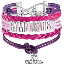 gymnastics字母手链女士多层手工编织爱心吊坠体操运动编织手链