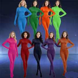 紧身衣女半包连体衣zentai纯色衣服舞蹈服舞台表演服牛奶丝