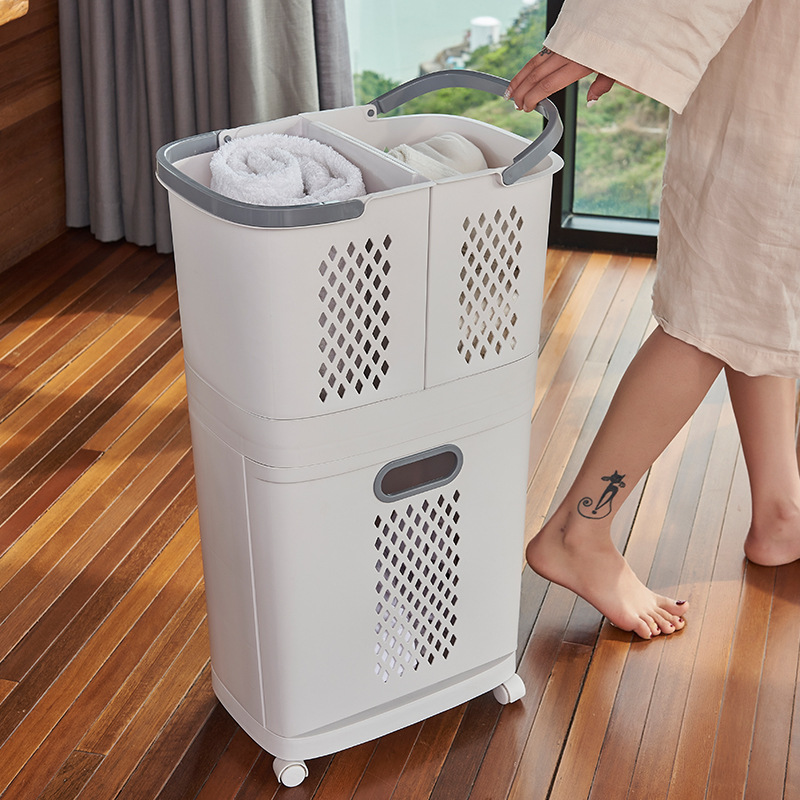 Household multi-layer laundry basket clothes storage basket large capacity laundry basket rack punch-free Japanese floor laundry basket