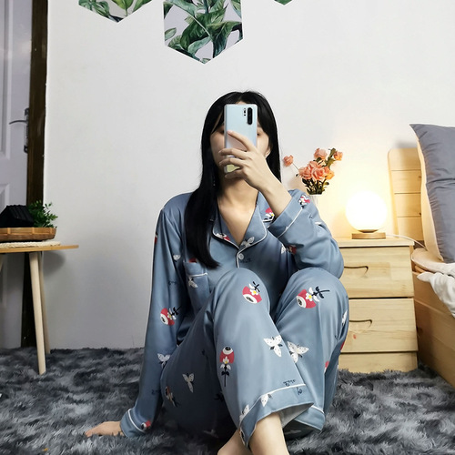 Women's Spring and Autumn Season New Skin-friendly Sleepwear Set with Long Sleeve Top and Bottoms, Open Front Cardigan, Wearable Home Clothes Set for Youthful Look