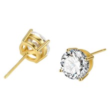 欧美新款925纯银四爪镶嵌锆石耳钉女跨境ins高级感设计百搭耳饰品