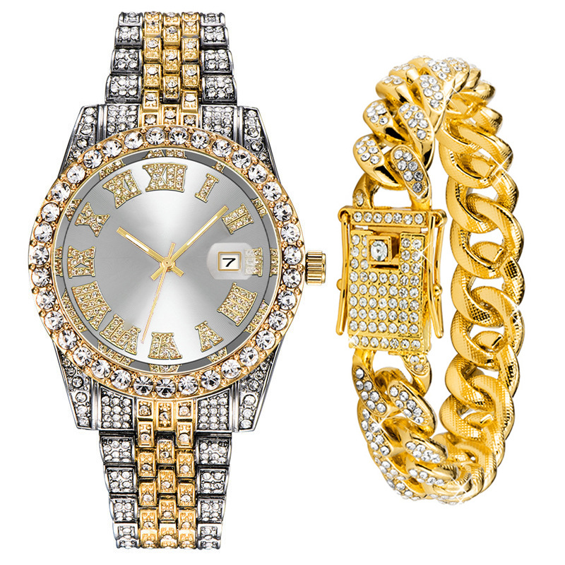 AliExpress moda nuevo estrellado romano estilo hip hop lujo rhinestone niños reloj de cuarzo entrega de una sola pieza