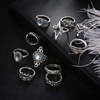 Retro starry sky, set, ring, European style, suitable for import, with gem, 11 pieces