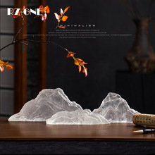 匠十三 新中式透明石头假山艺术摆件茶室软装饰品办公室工艺品