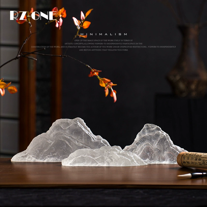 Новые декоративные элементы в китайском стиле из прозрачного камня для чайной комнаты и офиса, ручная работа, 13 предметов
