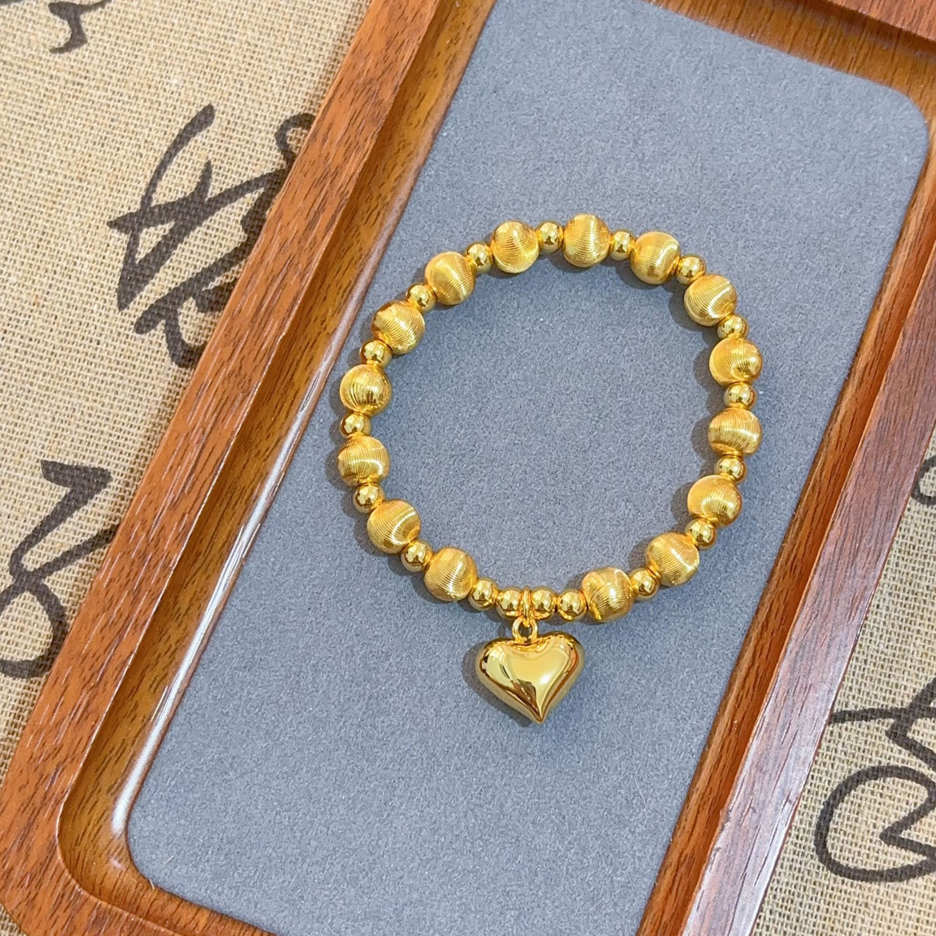 Gold shop with love cat eyes bracelet sand gold 999 new high precision texture glossy love bracelet_voghion.com