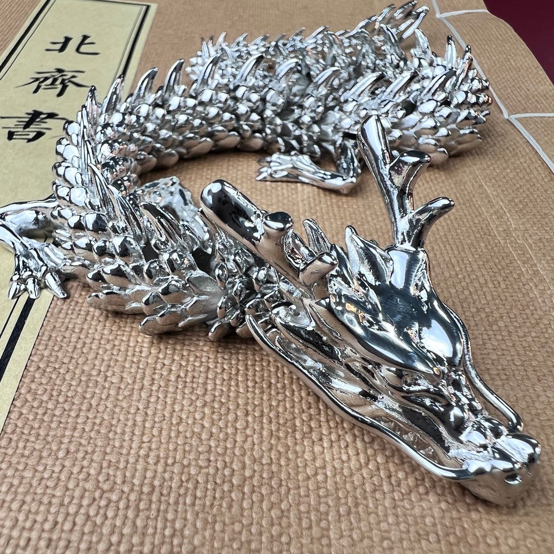 Dragón de oro de latón móvil dragón chino dragón de plata 3D dragón decoración antigua Zodiaco cobre dragón artesanía colección regalo