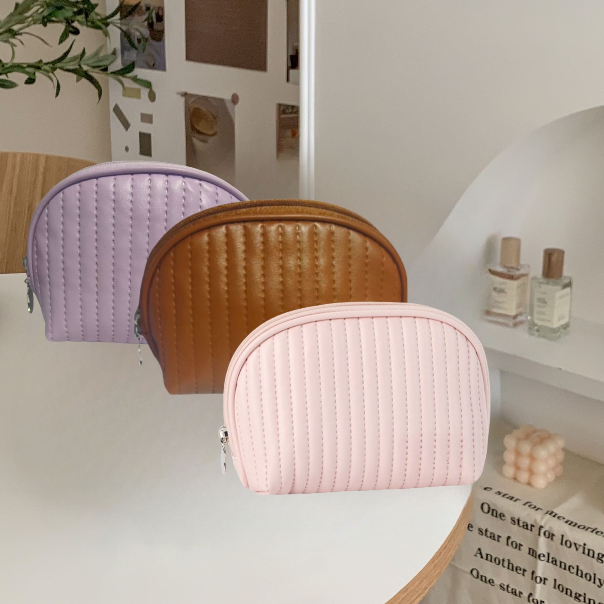 Pu Cream Cake Makeup Bag Ins-Style Travel Portable Lipstick Storage Bag, Color Random