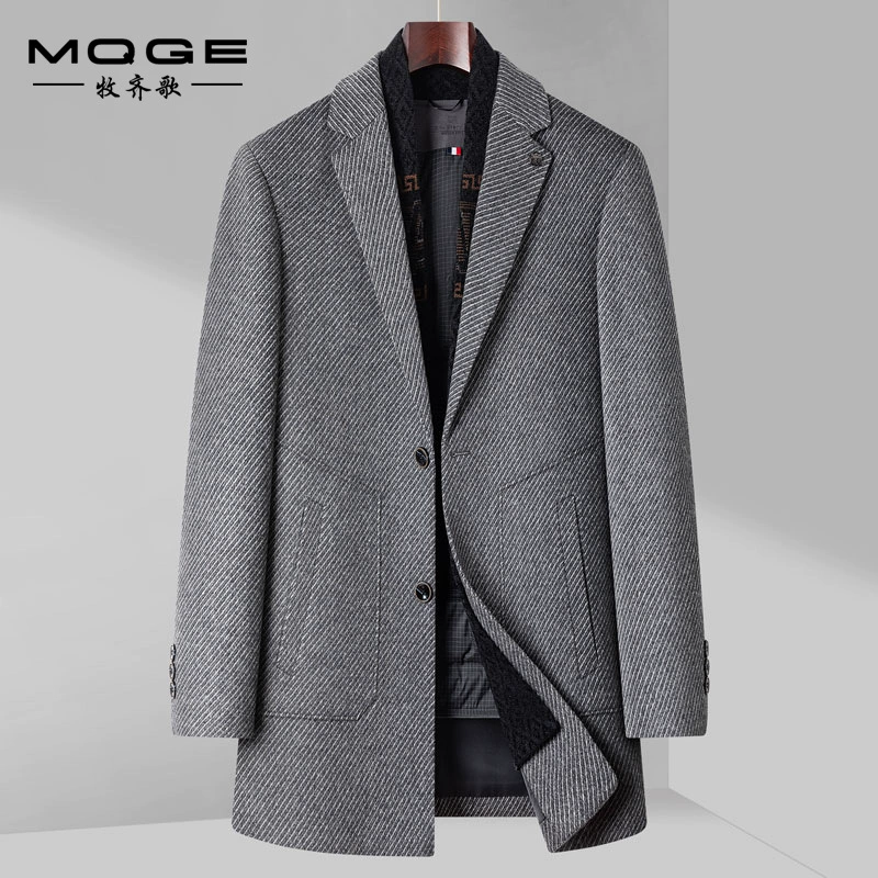 Осенние и зимние новые мужские двухсторонние шерстяные пальто средней и длинной шерсти шарф воротник