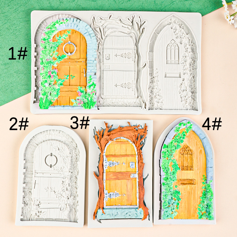 Retro exquisito molde de chocolate decorativo de puerta de flores molde de silicona decorativo de pastel de decoración de chocolate de fondant
