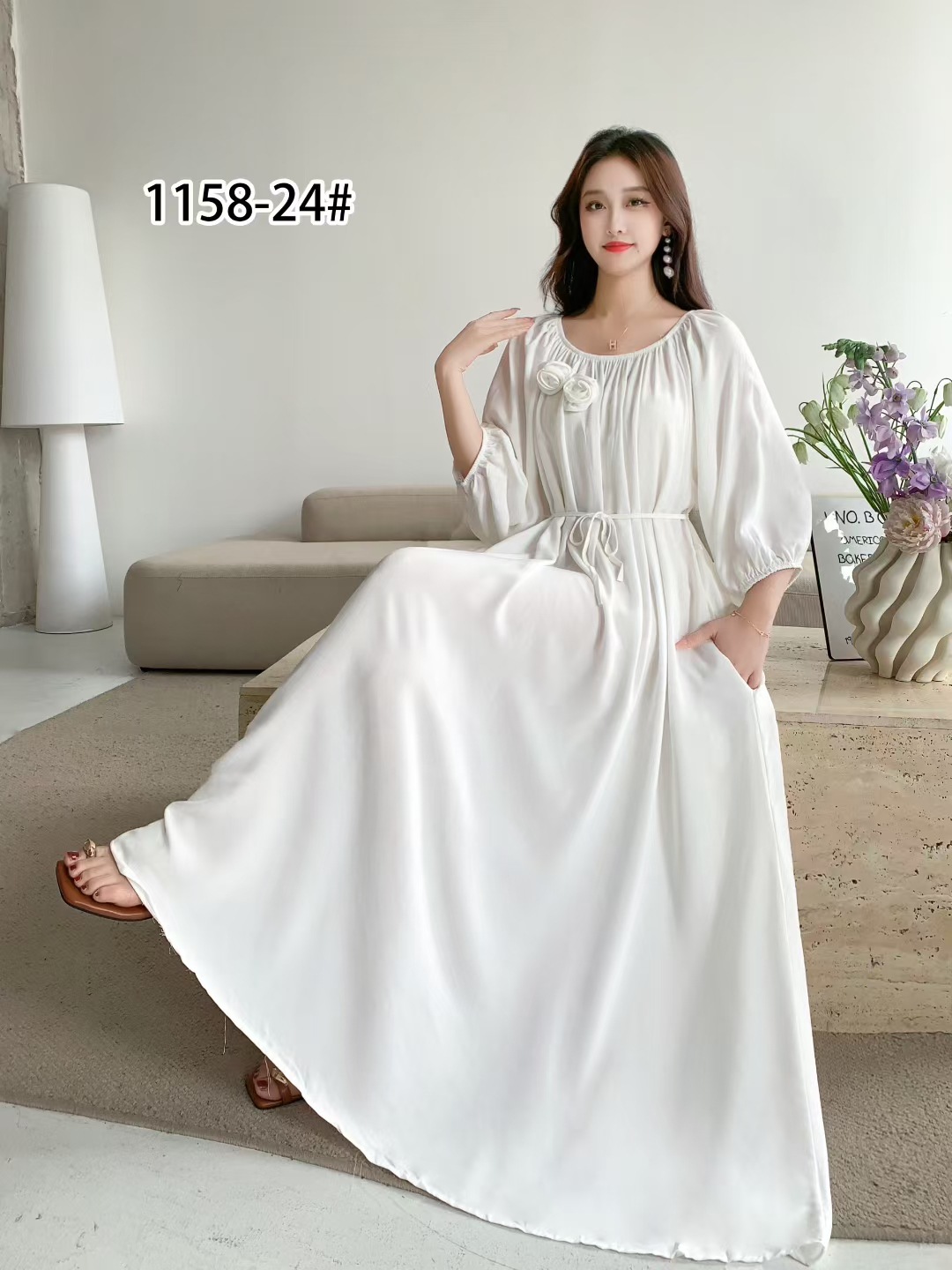 Ropa de mujer de talla grande transfronteriza europea y americana, vestido informal de algodón largo hasta la rodilla, holgado y cómodo, para verano, ropa de maternidad.