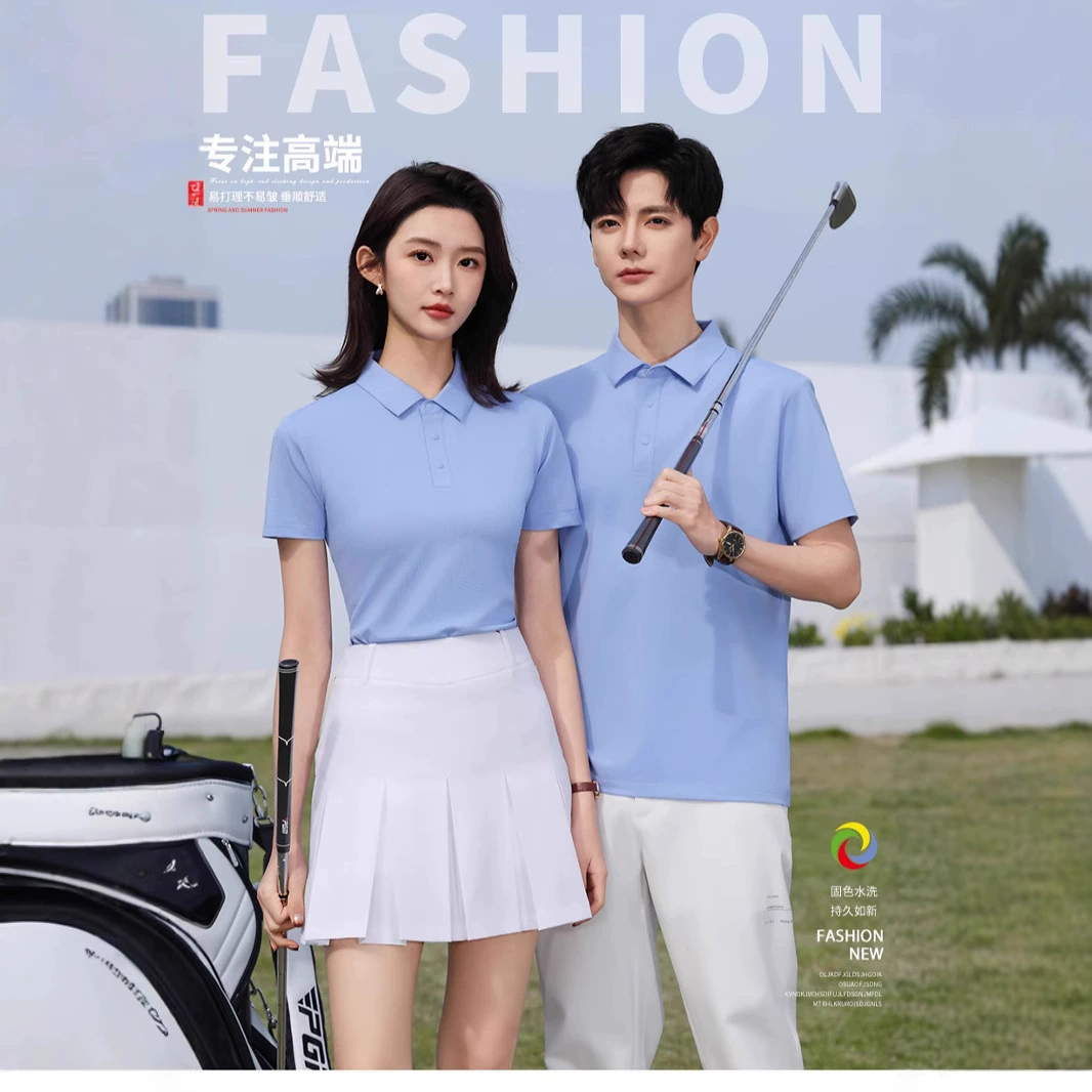 Летняя рубашка-поло с короткими рукавами в парном стиле, дышащая хлопковая футболка с длинными волокнами 7А, высококачественная антибактериальная футболка с лацканами, одинаковый стиль для мужчин и женщин
