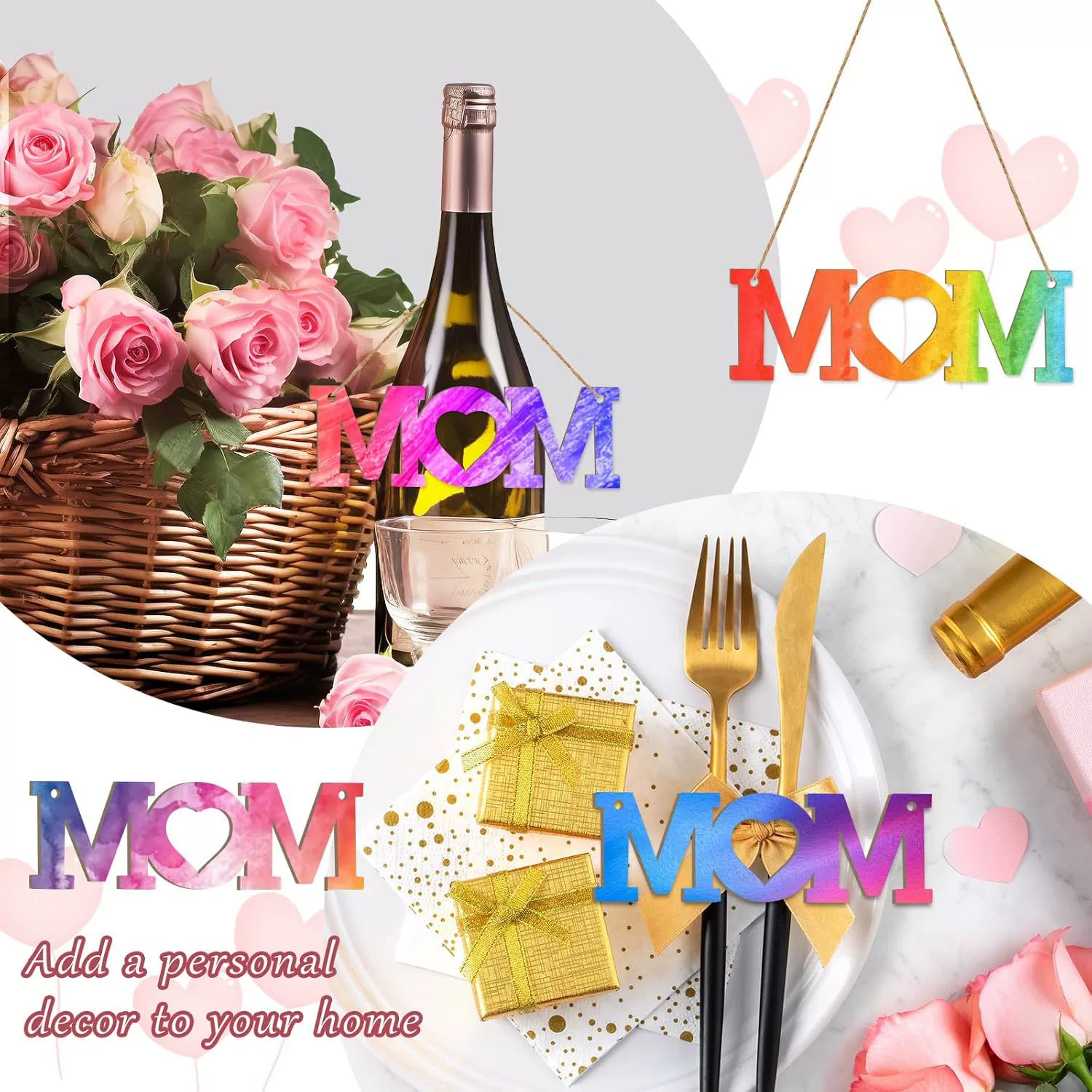 Незавершенный День Матери Полные деревянные буквы пустые деревянные щепки подвесные украшения с веревкой деревянные поделки