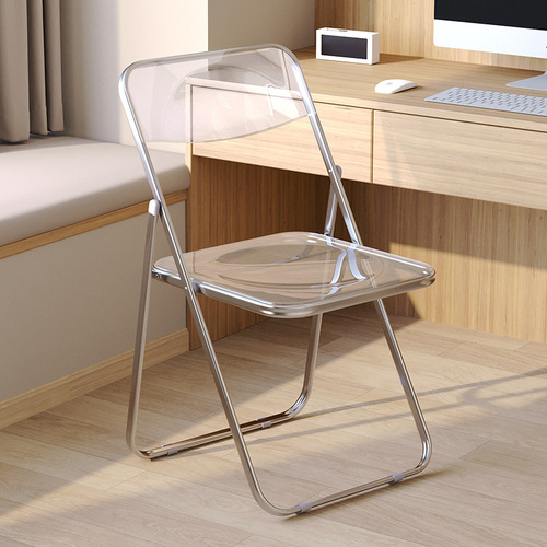 Transparent makeup chair acrylic internet celebrity ins style stool back simple home dining chair clothing store folding chair