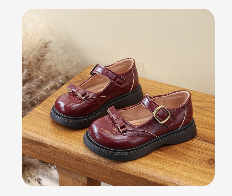 Mädchen Lederschuhe Mit Schleife Weiche Sohle Für Auftritte_voghion.com