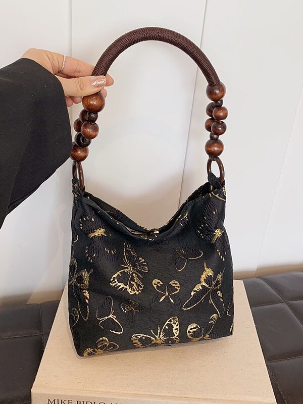 中国風刺繍リボン 2025 新しいトレンディなポータブル通勤クロスボディバッグ大容量新中国風のアンティークスタイルバケットバッグ|undefined