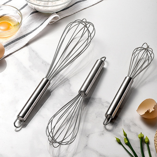 430 stainless steel pipe handle 6-wire egg beater milk frother handheld mixer baking tool steel wire Whisk Set