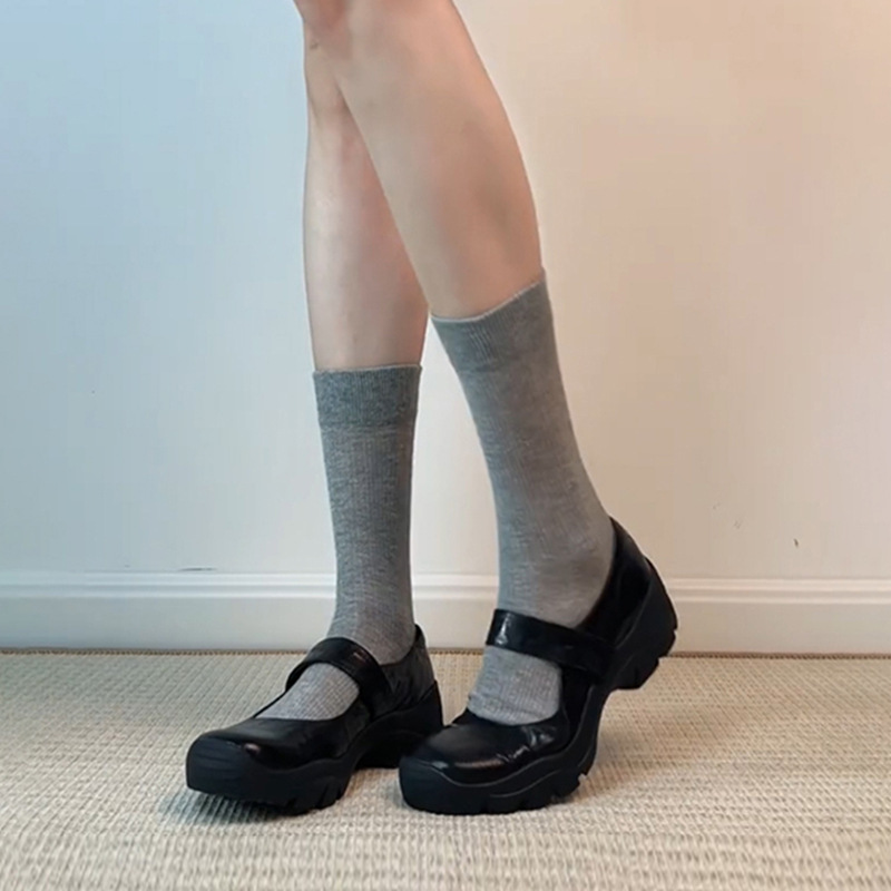 水洗牛皮~真皮复古厚底魔术贴浅口单鞋女2025新款玛丽珍鞋小皮鞋|undefined