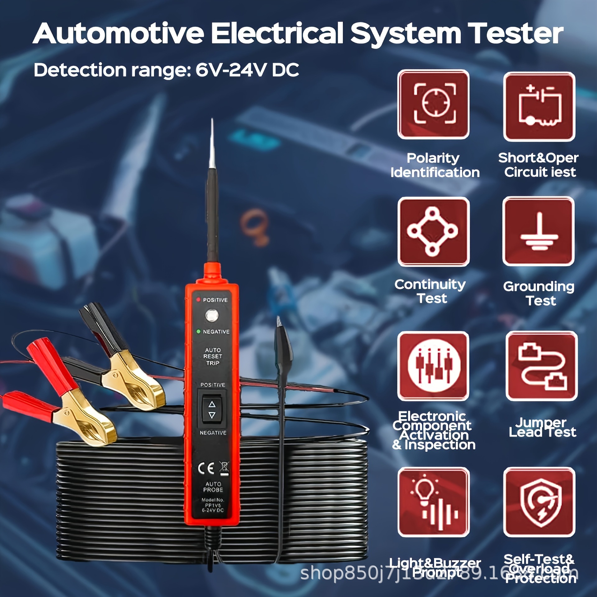 EM285 Automotive Circuit Detector Tester 6-24V Power Voltage Test Probe Power Voltage Testing Machine