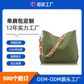 外贸厂家定制橄榄色灯芯绒大容量斜挎提花单肩手提包handbags oem