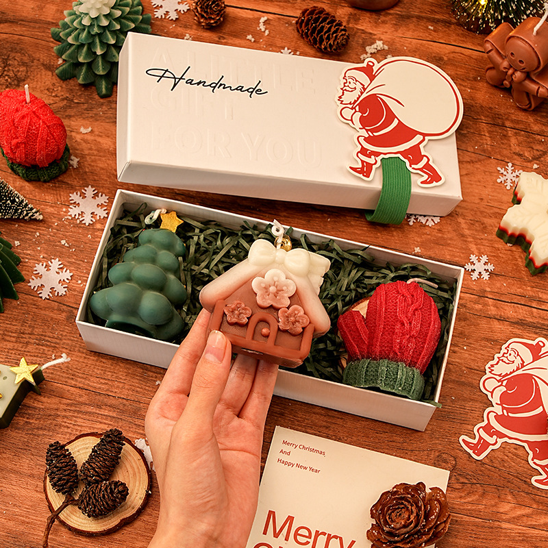 Caja de regalo corta B - (árbol de Navidad + casa + guante)