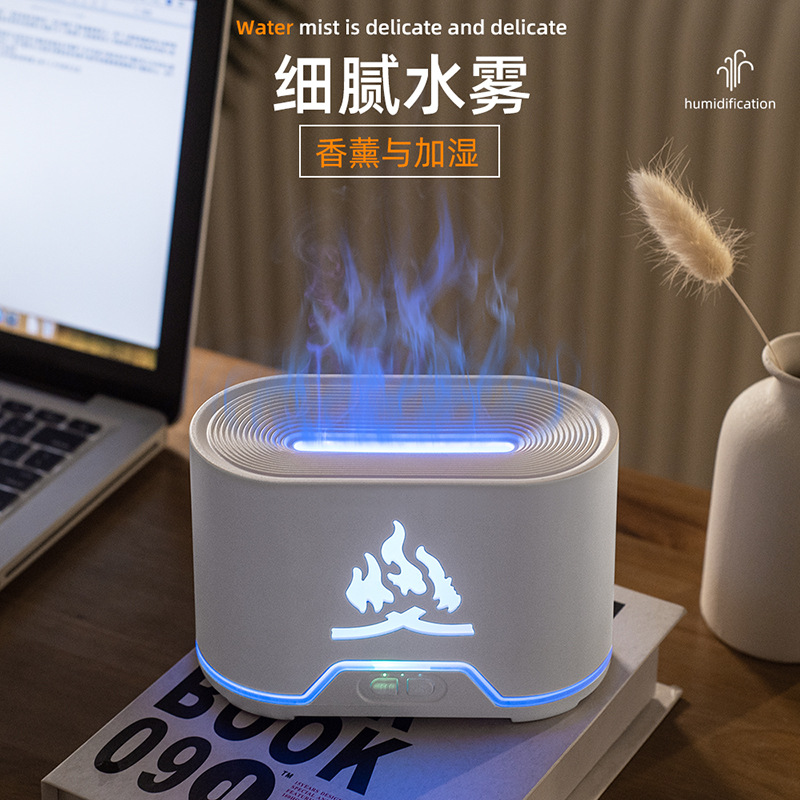 Difusor de Aromas con Llama Simulada para el Hogar, Control Remoto Inalámbrico, Humidificador de Aire USB, Difusor de Fragancia al por Mayor