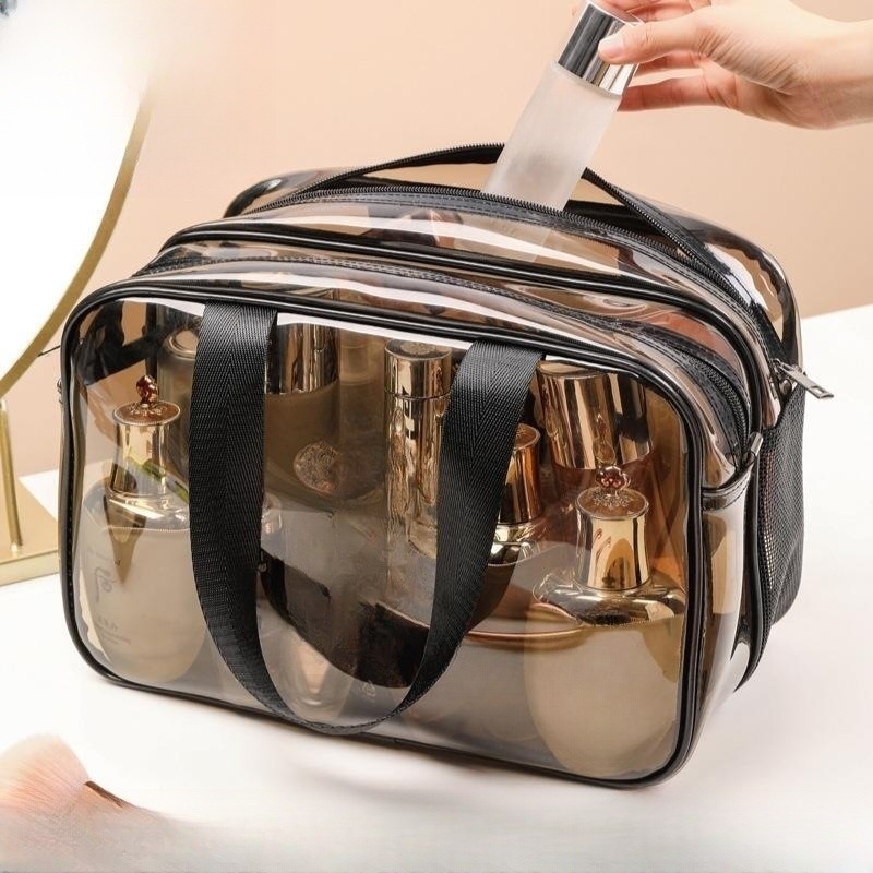 Bolsa de Cosméticos al por Mayor del Fabricante, Bolsa de Almacenamiento de Viaje de Gran Capacidad, Bolsa de Aseo Transparente y Portátil, Bolsa Suave Impermeable con Separación para Seco y Húmedo