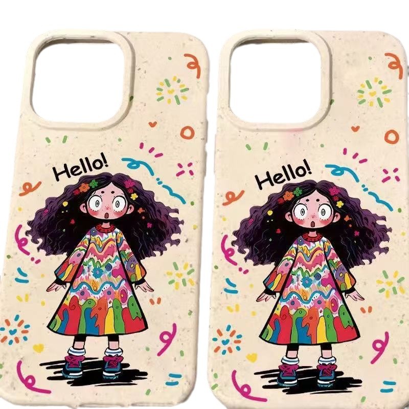 Funda para teléfono iphone16promax para chica rizada linda Apple 15 anti-caída 14pro chica 13/12