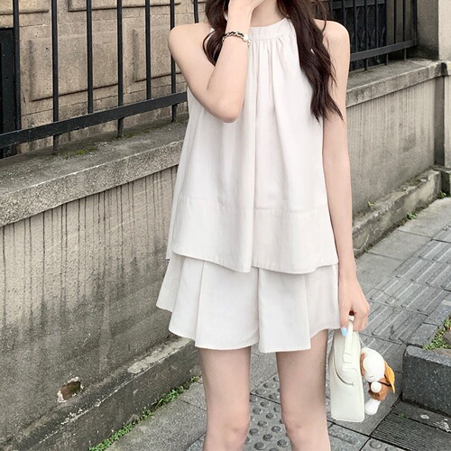 Summer 2025 Fashion Versatile Relaxed Casual Set - Full Score Loose Sleeveless Top + Shorts Two-Piece Set