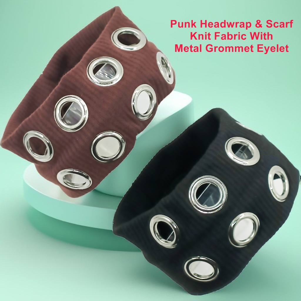 HW241201-20x8cm针织布+8气眼朋克风 钉釦头带