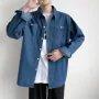 宽松翻领长袖大码衬衫
