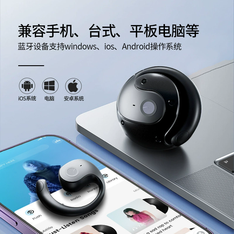 Кроссбордер ИИ перевод популярная небольшая кокосовая шар Bluetooth наушники OWS-ушной крепление высококачественные беспроводные наушники Bluetooth белый и синий