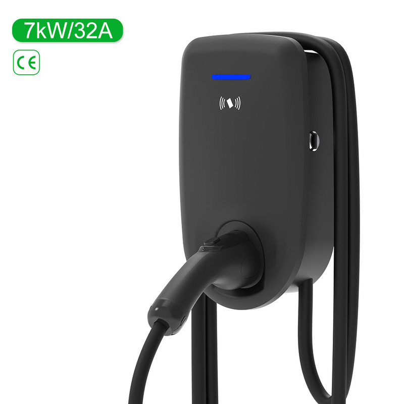 7kw ヨーロッパ標準充電パイルグリーン新エネルギー電気自動車家庭用屋外 AC パイル Type2 壁掛け充電器|undefined