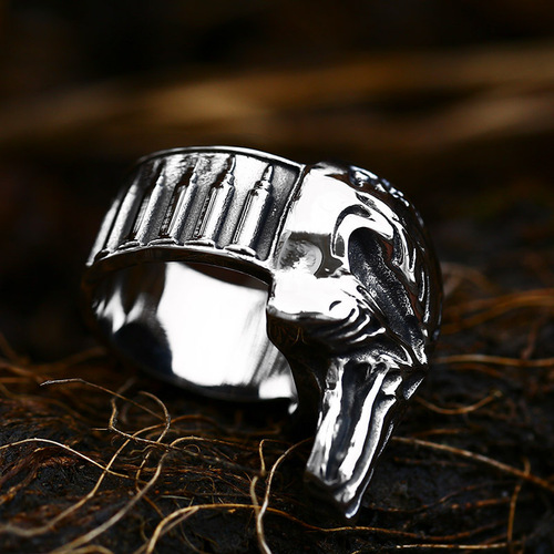  new cross-border stainless steel skull letter ring film and television peripheral punisher titanium steel ring
