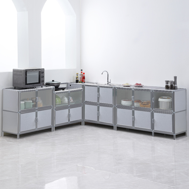 Combinación de acero inoxidable armario de comedor multifuncional armario de almacenamiento integrado armario de almacenamiento de sala de estar armario de cocina doméstico armario de cubierta