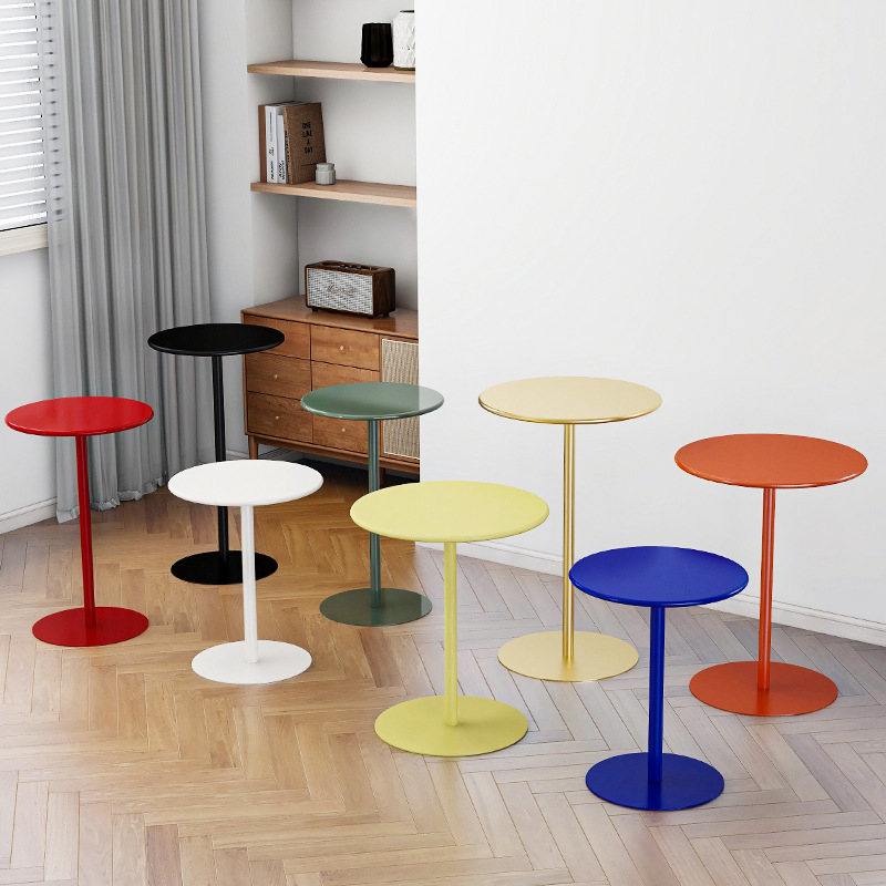 High-Legged Small Table and Chairs, Round Table, White Coffee Meeting Table, Reception Table, Dessert Table, Small Milk Tea Table, Commercial Use for Trendy Restaurants