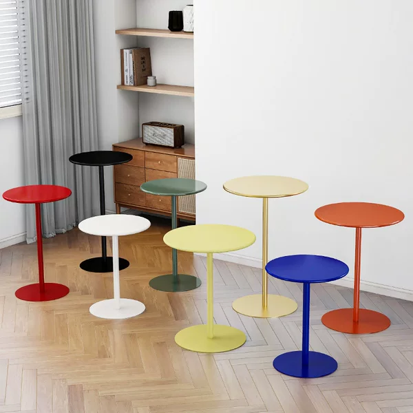 High-Legged Small Table and Chairs, Round Table, White Coffee Meeting Table, Reception Table, Dessert Table, Small Milk Tea Table, Commercial Use for Trendy Restaurants