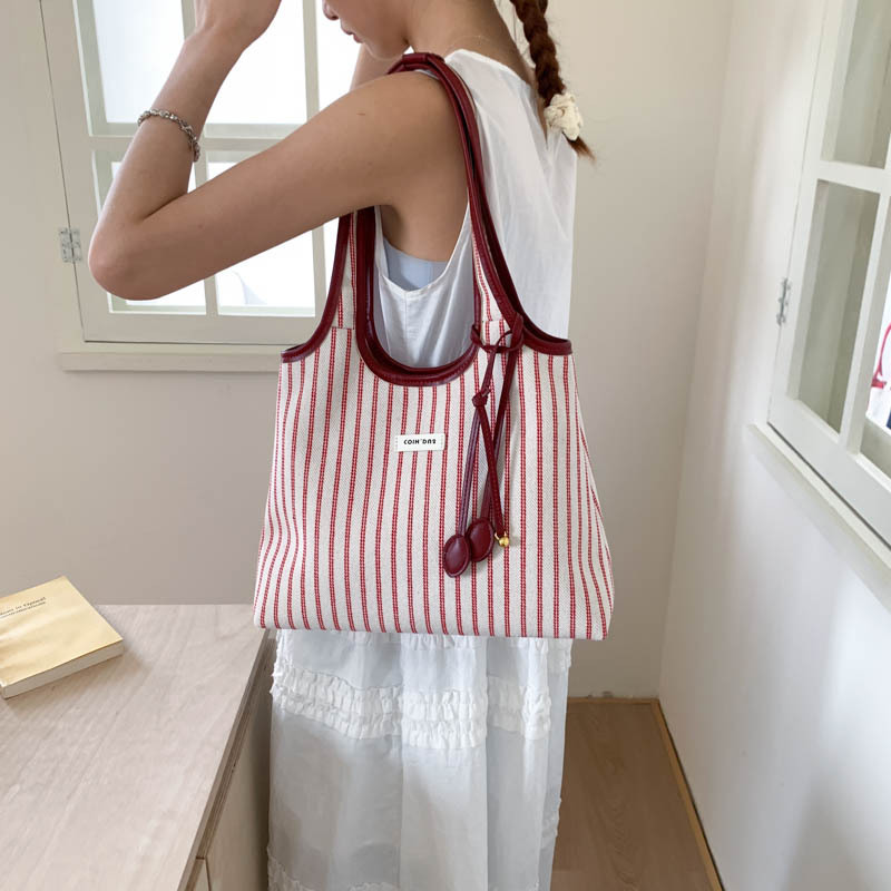 Nanfeng Chio2nd エーゲ海トートバッグ女性の夏ニッチストライプシンプルなファッションポータブルショルダーバッグ|undefined