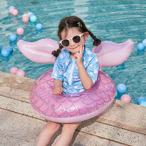 Wanmei ins thickened Internet celebrity pink mermaid seat ring with slit children's mermaid swimming ring infant seat ring