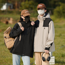 户外潮流拼色冲锋衣春秋款男女学生情侣休闲百搭登山运动外套夹克