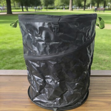 Manufacturer-Customized Pvc Mesh Fabric Hard-Bottom Towable Pop-Up Garden Leaf Bin, Heavy-Duty Garden Waste Collection