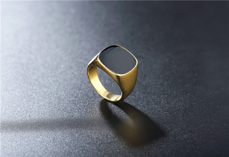 1 Piece Quantity Holiday Occasion Simple Style Square Stainless Steel Enamel Men's Rings