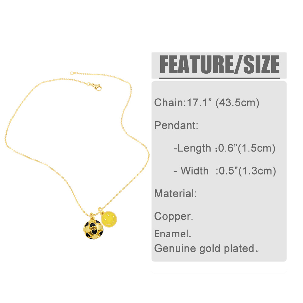 Simple Geometric Heart Dripping Smiley Face Expression Double Pendant Necklace display picture 11