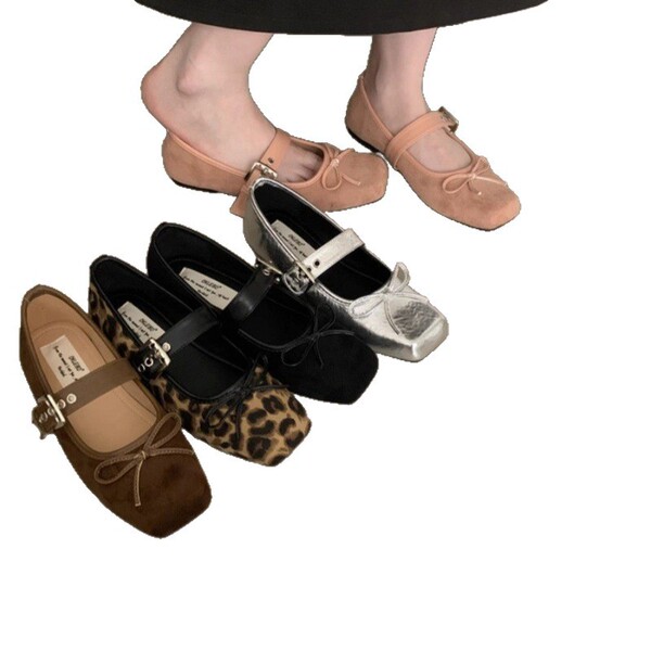 Ballet shoes square toe flat with bow