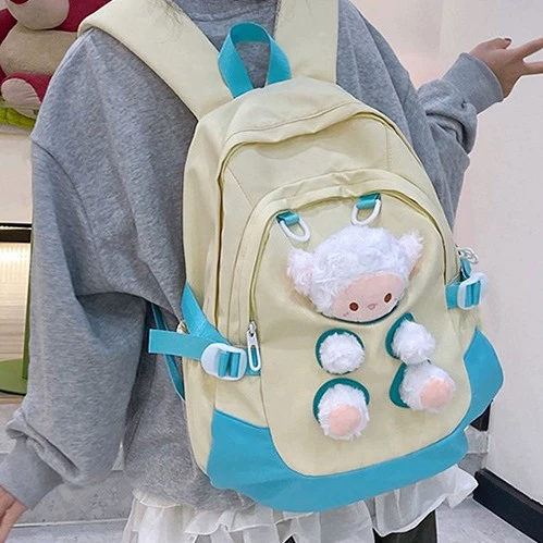 Cute capacious backpack, school bag, cartoon small bag, with little bears
