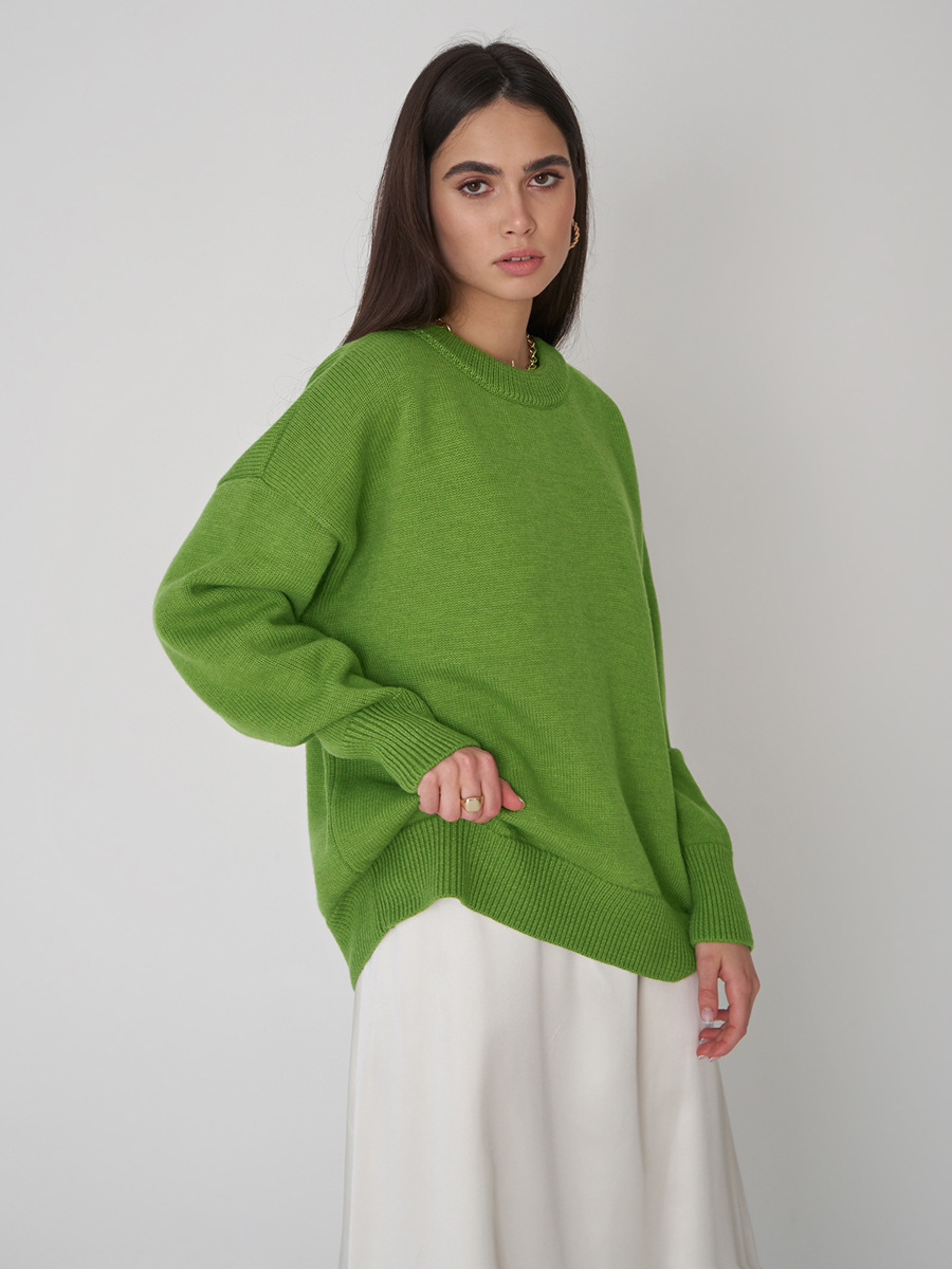 Suéter de Cuello Redondo de Color Sólido Transfronterizo, Estilo Europeo y Americano, Otoño-Invierno 2025, Nuevo Suéter de Punto Elegante, Versátil y Casual